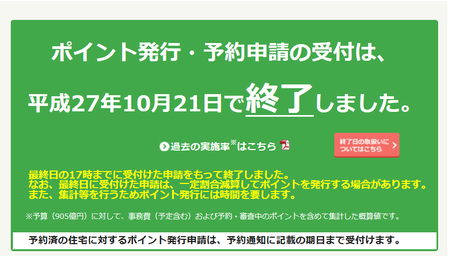 省エネ住宅ポイント受付終了